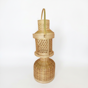 Lampe de table en bambou de style industriel du milieu du siècle - Meuble décoratif vintage pour la maison, chambre, salle à manger, hôtel - Légère - Product Image 1