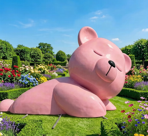Sculture di Animali Cartoon a Grandezza Naturale in Resina e Fibra di Vetro Personalizzate - Orsi Giganti e Fioriere Colorate - Product Image 1