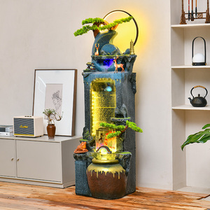 Fontaine d'eau sur pied Quanfangyuan avec rochers et éclairage LED pour salon, entrée et décoration intérieure - Product Image 4