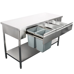 Bàn làm việc bằng thép không gỉ có ngăn kéo, thiết bị nhà bếp nhà hàng khách sạn bền chắc - Product Image 1