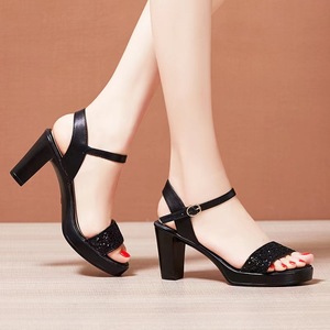 Sandales pour femmes à talon haut et épais, plateforme imperméable, modèle performance, style Cheongsam, pour défilé, 2024 - Product Image 6
