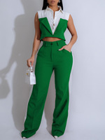Ensemble de Costume d'Été Nouvelle Tendance pour Femme : Gilet et Pantalon Large Élégant pour le Bureau
