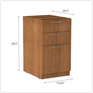 Meuble de classement Alera Valencia Series en noyer moderne à 3 tiroirs, avec boîte gauche/droite et compartiments pour dossiers format Légal/Lettre, 15,63 x, avec fonction mobile - Product Image 5