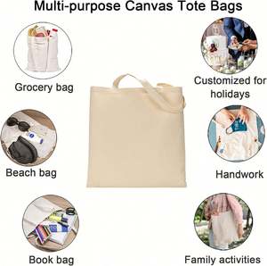 Factory Hot Sell Custom Printed Lunch Beach Shopping Grocery Storage Large Capacity Canvas Cotton Tote <b>Bag</b> - Product Image 5