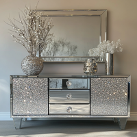 Meubles de décoration pour la maison Meuble TV en cristal diamant avec miroir
