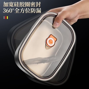 304 Stainless Steel Bento <b>Box</b> Large Two Grids With Lid For Student Lunch Storage Rectangular Food <b>Container</b> - Product Image 3