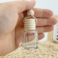 Bouteilles en verre vides pour diffuseur de parfum de voiture suspendu, personnalisées, transparentes, 8ml, 9ml, 10ml, avec bouchon en bois et corde, vente en gros