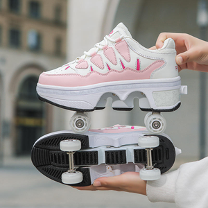 Patins à roulettes à double rangée pour enfants et adolescents, garçons et filles, à quatre roues, à double usage, chaussures à roulettes - Product Image 4