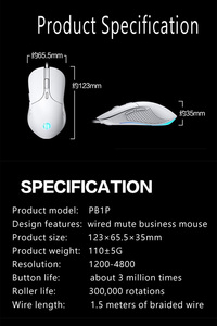 INPHIC pb1p 6 nút 4800DPI quang USB có dây Chuột chơi game theo dõi laser tiện dụng với điều khiển 6 nút - Product Image 6