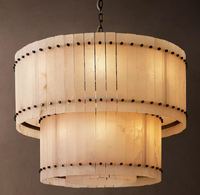 Luminaire suspendu en laiton et acier, alabâtre rond, pour salle à manger, plafond haut, villa, 2 niveaux, artisanal, personnalisable