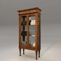 Table de présentation de bijoux de style chinois traditionnel, vitrine, comptoir, armoire, laqué bleu, MDF, acier inoxydable, OEM/ODM