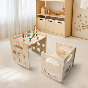Juego de Mesa y Silla para Niños, Juego de Mesa y Silla de Madera para Niños de <span class=keywords><strong>1</strong></span> a 3 Años, con Pizarra - Product Image 5