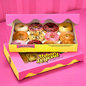 Caja de Embalaje de Alimentos Personalizada de Bajo Precio con Ventana Transparente para Galletas, Pasteles, Donas, Caja de Embalaje Plegable Personalizada para Alimentos - Product Image 1