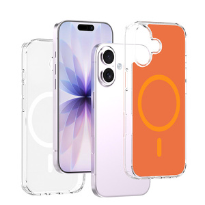 Nueva Funda Transparente Magnética con Carga Inalámbrica a Prueba de Golpes para <span class=keywords><strong>iPhone</strong></span> 17, Funda de TPU Acrílica Transparente, Color Naranja - Product Image 6