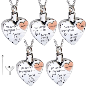 Kalung Liontin Kenang-kenangan Abu Jenazah Hewan Peliharaan Selamanya di Hati Saya untuk Ibu & Ayah & Kakek & Nenek & Paman & Bibi Perhiasan Kremasi - Product Image 1