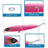 Appât de pêche Luya Ghost Pencil à lancer à distance, avec hameçon à quatre barbes et fente pour le sang, pour la pêche au bar