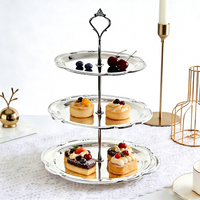 Plateau à fruits double couche en métal de style européen, vintage, luxe léger, rétro, décoration d'intérieur, support à gâteaux pour le thé de l'après-midi