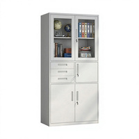 Armoire de classement de bureau en acier au design moderne avec porte vitrée, 3 tiroirs, verrouillable, en métal, vente en gros depuis la Chine