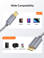 Kabel Data CableCreation USB-C ke Micro B 10Gbps USB 3.1 dengan Pelindung Kepang dan Bahan Nilon untuk Ponsel Tersedia