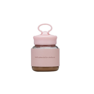 Bouteille d'eau en verre portable 300 ml avec étui porte-téléphone, mini-gobelet de voyage résistant à la chaleur - Product Image 3