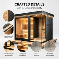 Sauna traditionnel à vapeur infrarouge avec thérapie par lumière rouge, chauffage de sauna, accessoires de sauna pour jardins, spas et maisons