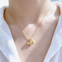 Parures de bijoux papillon en or massif 18 carats pour femmes, ensemble collier et boucles d'oreilles assortis, bijoux fins en or véritable, fournisseur en gros d'or