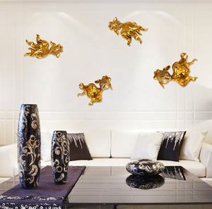 <span class=keywords><strong>Fondo</strong></span> de decoración del hogar pez dorado colgante de pared escultura de resina - Product Image 1