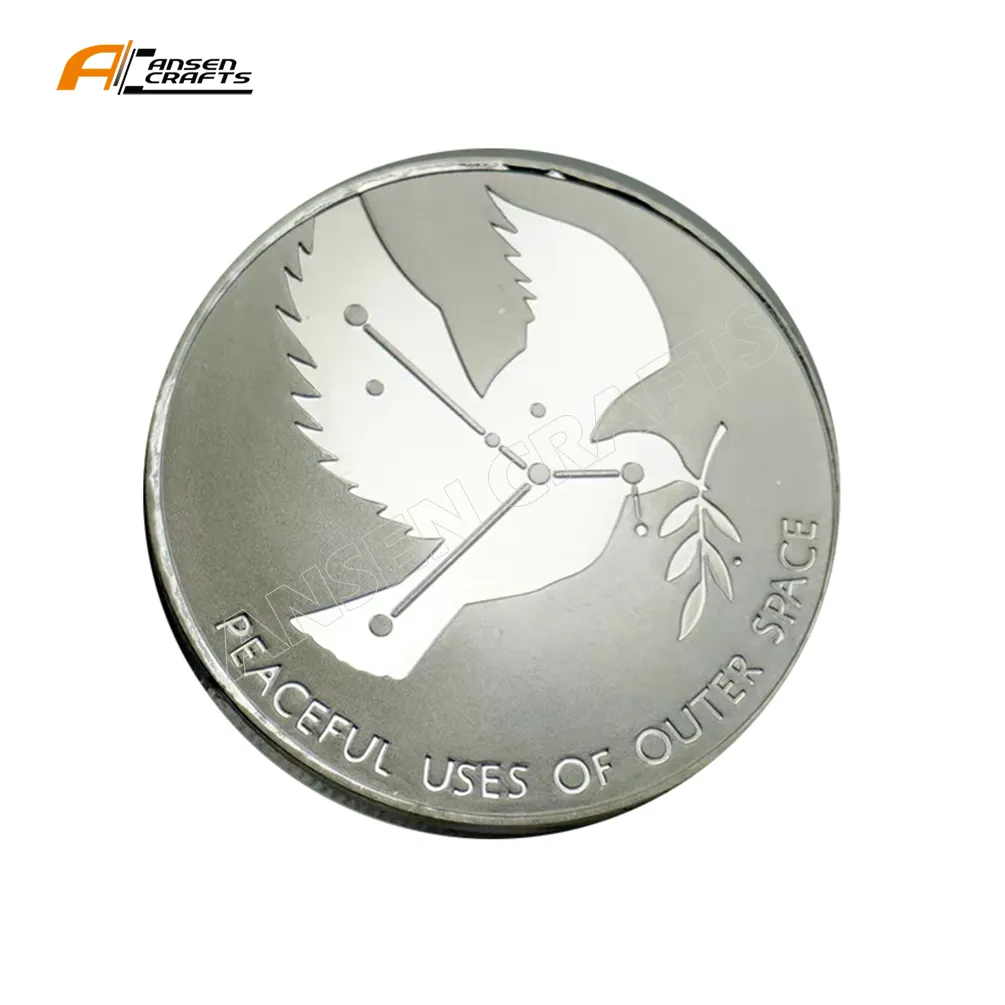 아마존 뜨거운 판매 빈티지 1975 유엔 유엔 평화 비둘기 평화로운 사용 우주 실버 기념 동전