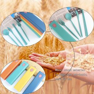 Nouvelle conception couleur avec fermeture à bouton, dans un étui pour ensemble de couverts portables en paille de blé - Product Image 4