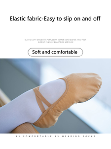 New Arrival Girls 'Soft Balletts chuhe Einfarbige Leinwand Zeitgenössische und rutsch feste Gesellschaft stanz wohnungen Soft Soled Slip-On Design - Product Image 5