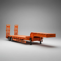 Semi-remorque à plateau surbaissé à col de cygne, remorque surbaissée robuste pour le transport d'équipements lourds et de machines de construction