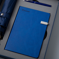 Tendencia nuevo logotipo personalizable mango de madera paraguas soporte para teléfono Cuadernos de cuero pluma juegos de regalo para negocios vacaciones cumpleaños