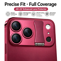 Protection d'objectif d'appareil photo en alliage d'aluminium métallique, film de protection en verre trempé 9H, film de protection d'objectif pour 18 Pro Max, livré avec support