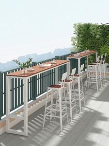 Commerciële <span class=keywords><strong>Outdoor</strong></span> Bar Tafel 1214 Hoge Voet Smalle Tafel En Stoel Combinatie Voor Balkon Buiten Eetmeubilair - Product Image 3