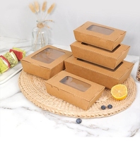 Boîte à lunch jetable en papier kraft avec fenêtre, imprimée sur mesure, biodégradable, en carton ondulé, pour plats à emporter, pour restaurant