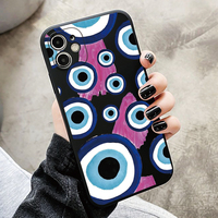 Coque de téléphone antichoc en TPU noir œil porte-bonheur de luxe pour iPhone 14 Pro Max 8Plus 17