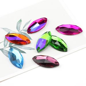 Botones de Cristal Planos con Base Plana AB Color, Tipo Ojo de Caballo, Cosidos a Mano, para Vestidos de Novia y Accesorios de Ropa - Product Image 1