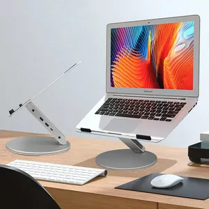 Aluminum Alloy Multifunction 7 In 1 Folding Rotation Ergonomic Notebook Holder USB C HUB Type C Dock Station Laptop Stand