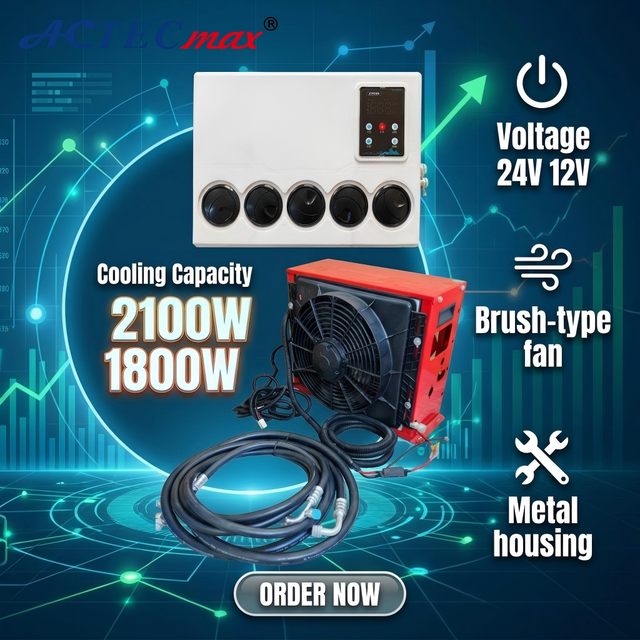 12V Split Air Conditioner 1800W 2100W Maximum Cooling Capacity 24V Electric Scroll Compressor AC System for Caravan Camper Van
