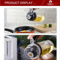 Bouteille en verre hermétique anti-poussière Easylife 400 ml pour huile et vinaigre avec bec verseur en silicone pour cuisine, maison et restaurant (2026)