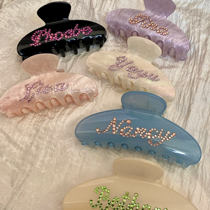 DongDong Pinces à <span class=keywords><strong>Cheveux</strong></span> en Acétate Personnalisées avec Logo, <span class=keywords><strong>Strass</strong></span> Colorés, Grandes, pour Femmes, Usage Quotidien et Cadeaux - Product Image 6
