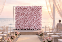 Panel Dinding Bunga Buatan 3D dari Kain, Latar Belakang Floral untuk Dekorasi Foto Pesta Pernikahan