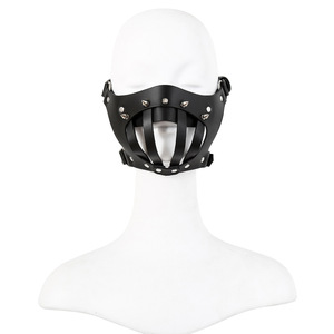 Knight Black Rivet Máscara de cuero Boquilla Headgear Role Play Props Juguetes sexuales para adultos - Product Image 1