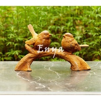 Statue de colombe en fonte vintage, motif oiseaux amoureux, finition rouille naturelle, marque ENYA, décoration artisanale en métal pour la maison et le jardin