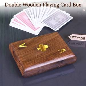 Boîte à cartes à jouer en bois, boîte à poker, boîte à cartes à jouer en bois pouvant contenir deux jeux, boîte à cartes personnalisée en bois, boîte à cartes et à dés - Product Image 1