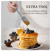 Ensemble d'ustensiles de cuisine noirs avec support, kit d'outils de cuisson antiadhésifs résistants à la chaleur, cuillères doseuses, louche, spatule, fouet
