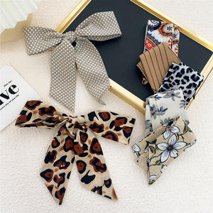 Borsa floreale stampata in seta leopardata sciarpa in seta kaki in Twill e profumo capelli personalizzati con nastro di raso stretto e bordo sciarpe 90x5cm - Product Image 1