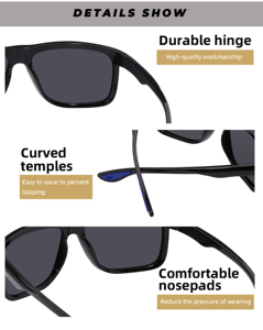 Lunettes de soleil populaires à la mode, monture en plastique personnalisée, lunettes de soleil pas chères en gros pour femmes et hommes, idéales pour la pêche en extérieur - Product Image 3