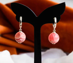 Pendientes de Bola de Rodocrosita Natural Blush Harmony con Plata 925, Joyería de Moda para Mujer - Product Image 2