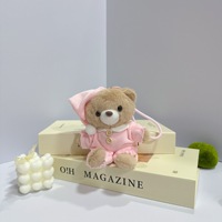 Porte-clés en peluche ours pyjama personnalisé OEM en gros, adorable ours en peluche vêtu de pyjama, breloque de sac, cadeau promotionnel Kawaii
